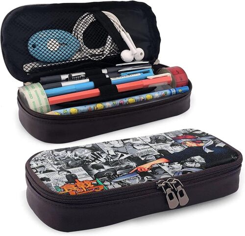 Shokugeki No Soma Trousse À Crayons En Cuir Grande Capacité Avec Fermeture Éclair Grand Stylo De Rangement Pochette À Crayons Boîte Organisateur Porte-Sac Pratique