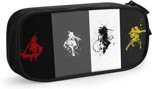 Rwby Étui À Stylos Grande Capacité Étui À Crayons Double Fermeture Éclair Organiseur De Papeterie Sac De Papeterie Sac À Cosmétiques Noir-Noir