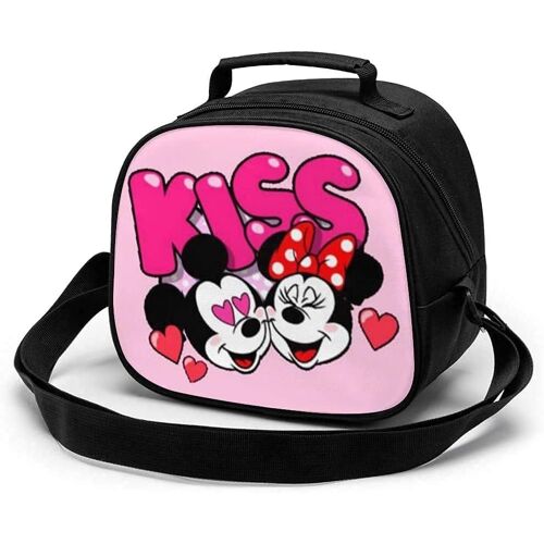 Sac À Déjeuner Pour Enfants, Kiss Mickey Minnie, Boîte Fourre-Tout Portable Réutilisable, Mini Sac À Repas Thermique Avec Bandoulière Et Poignée