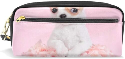 Mignon Animal Chien Fleur Fermeture Éclair Cosmétique Maquillage Sac Stylo Papeterie Sac Pour Étudiant Fille Garçon Enfants Pochette Sac À Main Étui À Crayons Gardiens