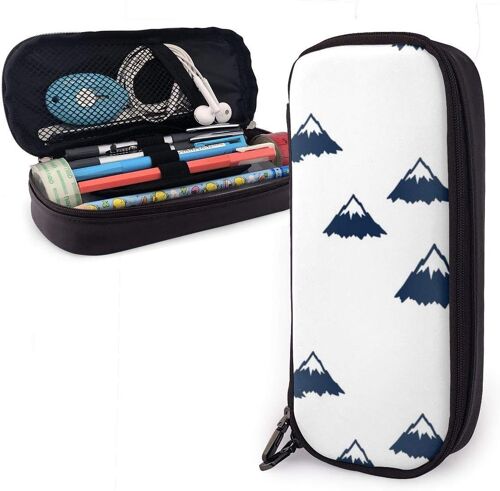 Mountains Navy Trousse À Crayons Multifonction Pochette À Crayons, Porte-Stylo Organisateur De Papeterie De Grande Capacité Pour Trousse De Maquillage Cosmétique De Bureau Scolaire