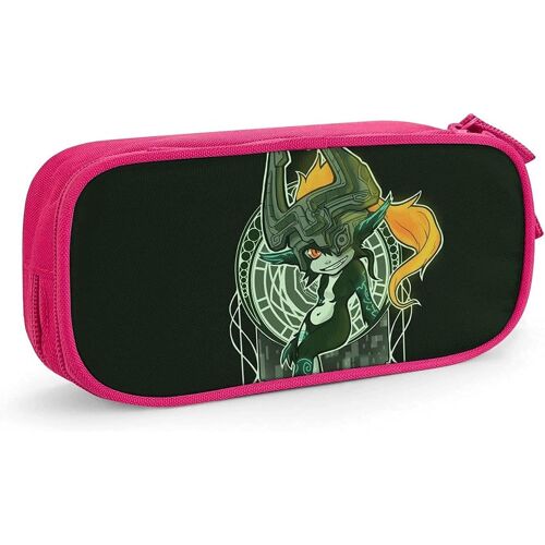 Legend Zelda Game Pen Case Grande Capacité Pencase Pencil Double Zipper Papeterie Organisateur Papeterie Sac Cosmétique Sac Bleu-Rose