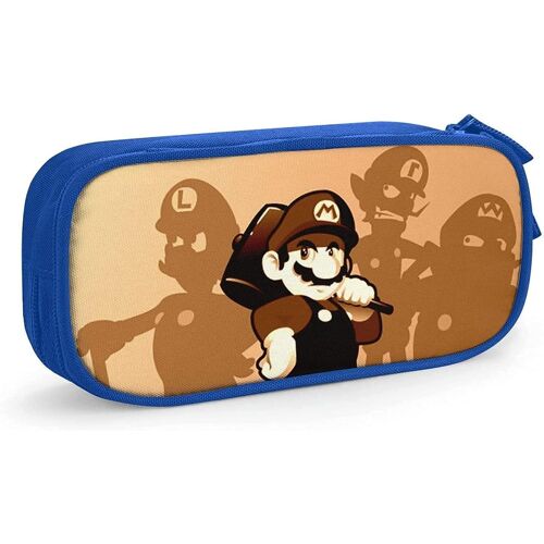 Mario Pen Case Grande Capacité Pencase Crayon Double Fermeture Éclair Papeterie Organisateur Papeterie Sac Cosmétique Sac Rose-Bleu