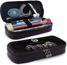 Overwatch Trousse À Crayons En Cuir Grande Capacité Avec Fermeture Éclair Grand Stylo De Rangement Pochette À Crayons Boîte Organisateur Porte-Sac Pratique