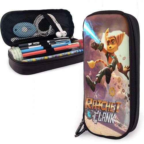 Hirola Ratchet & Clank Anime Trousse À Crayons En Cuir Synthétique Étanche Et Durable Avec Fermeture Éclair, Trousse De Maquillage Pour Adolescents, Garçons, Filles, Travail À Domicile, Bureau
