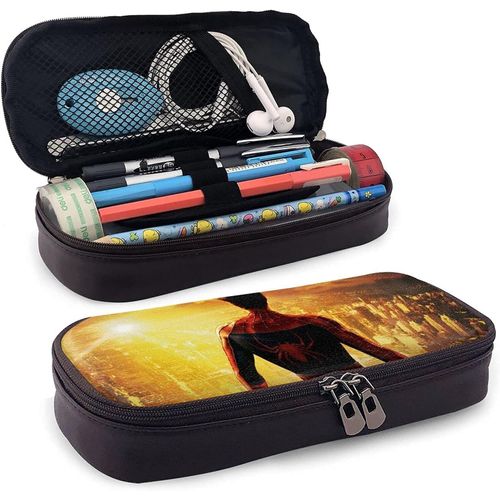 Hirola Spiderman Trousse À Crayons En Cuir Trousse À Crayons Sac De Papeterie Bureau Boîte De Rangement Portable Boîte À Cosmétiques Dossier
