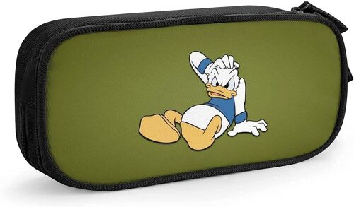 Donald Duck Étui À Stylos Grande Capacité Étui À Crayons Double Fermeture Éclair Organisateur De Papeterie Sac De Papeterie Sac À Cosmétiques Noir-Noir