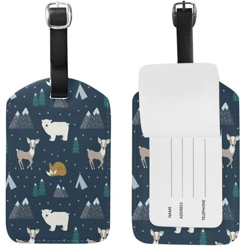 Étiquette De Bagage Animaux D'hiver Dessinés À La Main La Forêt Étiquette De Voyage Porte-Badge Pour Bagages Sac De Valise 1 Pièce
