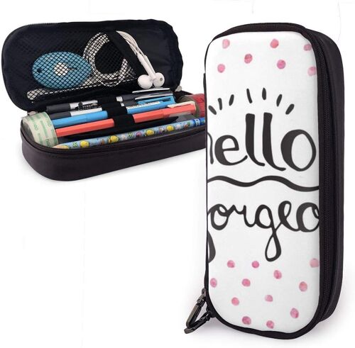 Hello Magnifique Trousse À Crayons Rose Grande Capacité Organisateur De Papeterie Avec Fermeture À Glissière Pour Le Bureau De L'école, Trousse De Maquillage Cosmétique Multifonction