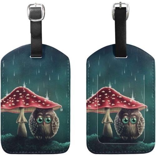 Hibou Oiseau Champignon Owlet Étiquettes De Bagage Étiquette De Sac De Voyage Valise 1 Pièce