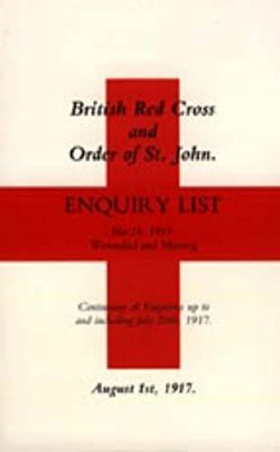 British Red Cross And Order Of St John Enquiry List (No 14) 1917