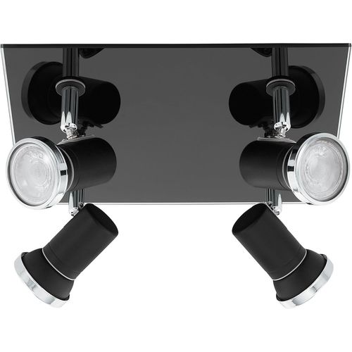 Plafonnier Tamara 1-4 Ampoules - Moderne - Classique - En Acier Et Verre - Pour Salon - Noir,Chromé - Transparent - Avec Douille Gu10 - Ip44
