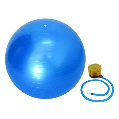 Ballon De Yoga 55 Cm Avec Pompe Anti-Éclatement Exercice Équilibre Séance D'entraînement Bleu