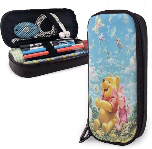 Winnie L'ourson Trousse À Crayons Grande Capacité Porte-Stylo À Double Fermeture Éclair Fournitures De Bureau Documents Cosmétiques Essentiels Quotidiens