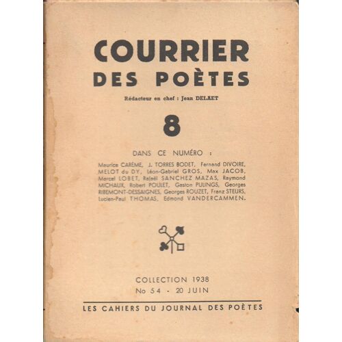 Courrier Des Poètes Numéro 8. Collection 1938. N° 54. 20 Juin 1938