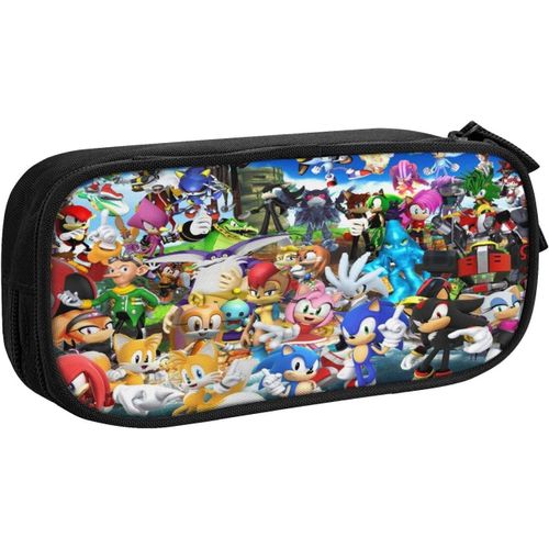 Trousse Sonic Le Hérisson Pour Adolescents, Filles, Garçons, En Toile Durable, Grande Capacité, Trousse À Crayons Avec Compartiments