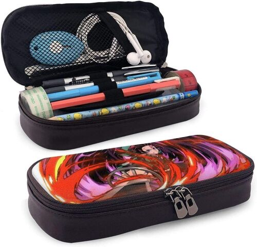 Trousse En Cuir Demon Slayer Pour Adultes, Filles, Garçons, École, Bureau, Papeterie, Maquillage, Double Fermeture Éclair - Bag-1354