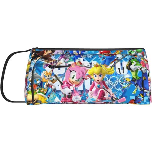 Trousse À Crayons Sonic Le Hérisson - Grande Capacité - Double Fermeture Éclair - Trousse De Papeterie - Trousse De Maquillage Avec Compartiments Pour Filles, Garçons Et Adultes