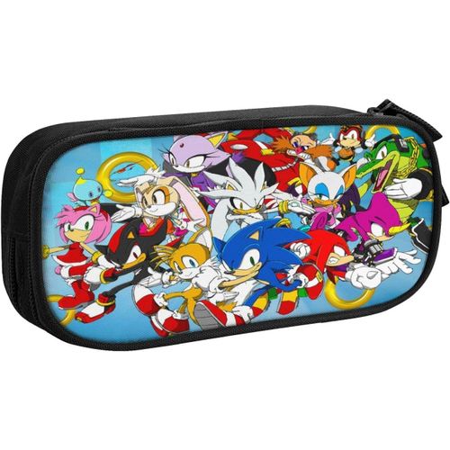 Trousse À Crayons Sonic Le Hérisson - Grande Capacité - Avec Poignée - En Toile - Pour L'école, Les Étudiants, Les Garçons, Les Filles, Les Adultes Et Le Bureau