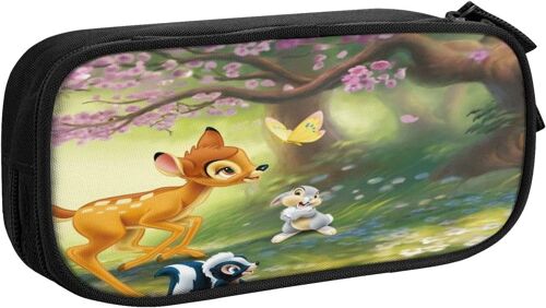 Trousse À Crayons Disney Bambi De Grande Capacité Avec Double Fermeture Éclair - Trousse De Papeterie De Bureau - Trousse De Maquillage Avec Compartiments Pour Filles, Garçons Et Adultes