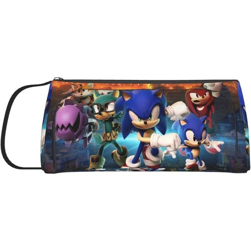Sonic The Hedgehog Trousse À Crayons Grande Capacité Avec Double Fermeture Éclair Pour Bureau, Papeterie, Maquillage, Avec Compartiments Pour Filles, Garçons Et Adultes
