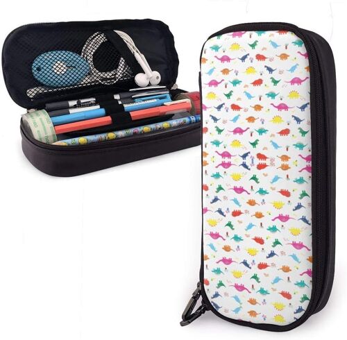 Pcl-927 Trousse À Crayons En Cuir Pu Durable Avec Double Fermeture Éclair Pour L'école Et Le Bureau 3,8 X 8,9 X 20,3 Cm