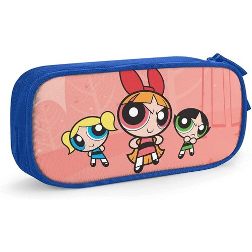 Powerpuff Trousse À Crayons Grande Capacité Avec Double Fermeture Éclair Rose/Bleu