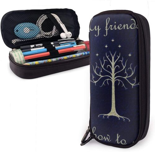 Lord Rings Trousse À Crayons En Cuir Avec Fermeture Éclair Grande Capacité Organiseur De Rangement Pour Étudiants Papeterie Sac Pour Garçons Filles