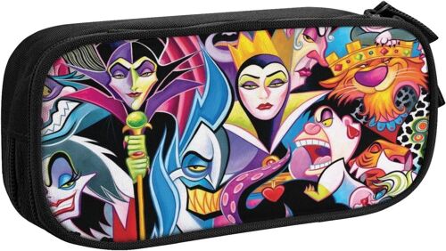 Grande Trousse De Rangement Disney Villains À Double Fermeture Éclair Pour Maquillage, Stylos, Papeterie