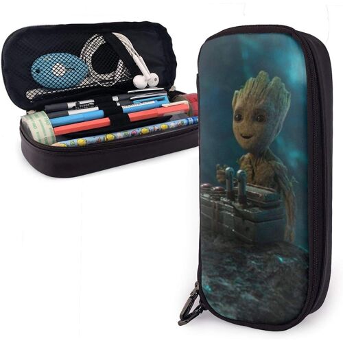 Groot Trousse À Crayons En Cuir Grande Capacité Avec Fermeture Éclair Pour Étudiants