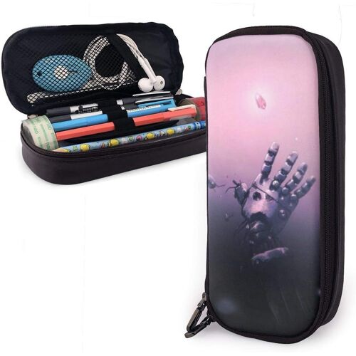 Fullmetal Trousse À Crayons En Cuir Avec Fermeture Éclair Pour Étudiants Edward Elric Anime Grande Capacité