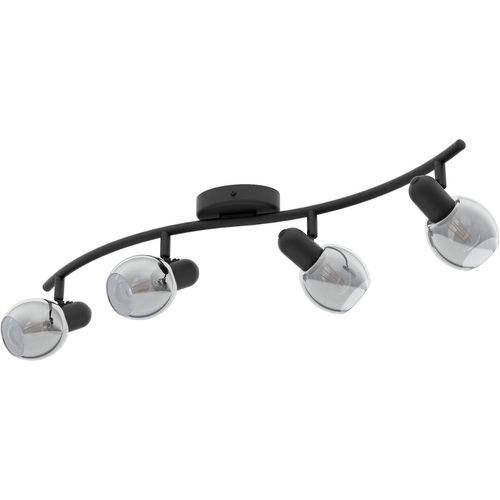 Pollica Plafonnier Moderne À 4 Spots En Acier Et Verre Dépoli Noir Transparent Lampe De Cuisine Plafonnier Avec Douille E14