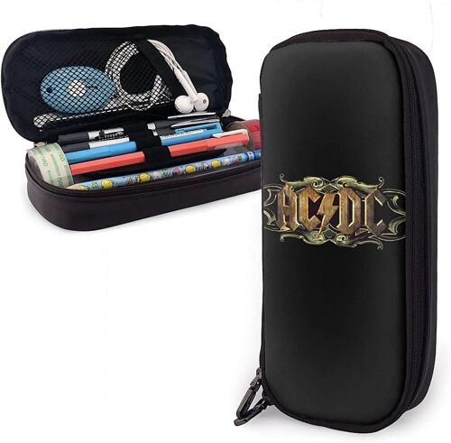Acdc Trousse À Crayons En Cuir Pour Fournitures De Bureau