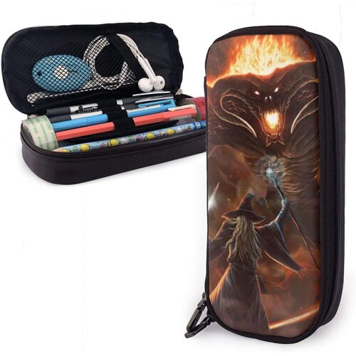 Anime Seigneur Anneaux Trousse En Cuir Grande Capacité Fermeture Éclair Boîte À Crayons Organisateur De Rangement Étudiant Papeterie Pochette Pochette Pour Garçons Filles