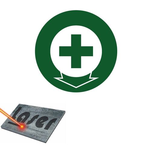 Plaque gravée autocollante 8 cm "Poste de secours" fond vert