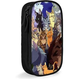 Warrior-Cats Trousse À Crayons Grande Capacité Avec Double Fermeture Éclair Bleu/Noir