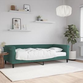 Prolenta Premium - Lit De Jour Avec Matelas Vert Foncé 90x200 Cm Velours