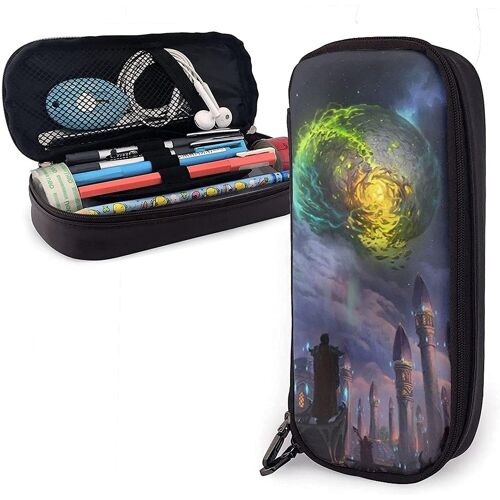 World Warcraft Trousse À Crayons En Cuir Avec Fermeture Éclair Pour L'école, Le Travail Et Le Bureau