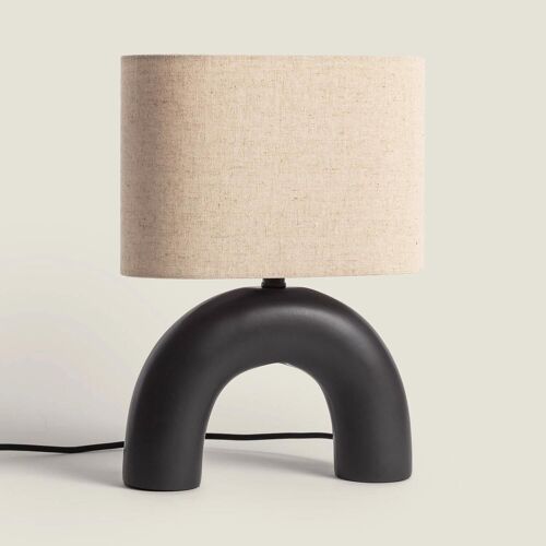 Lampe À Poser Céramique Et Tissu Callie Noir