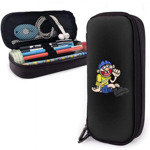 Trousse À Crayons En Cuir Avec Motif Père Noël Riant De Noël, Grande Capacité