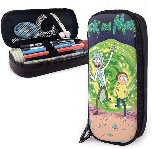 Grande Trousse À Crayons En Cuir The Art Of Rick And Morty - Grande Capacité - Fournitures Scolaires Pour L'école, Le Bureau, Le Collège, Les Étudiants, Les Filles, Les Garçons, Les Adultes, Les Adolescents