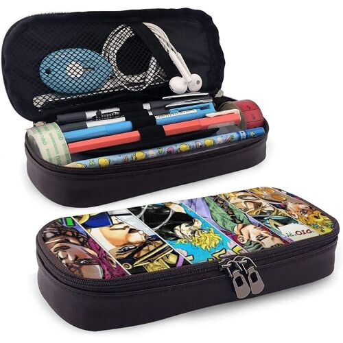 Jojo's Bizarre Dio Dio Trousse En Cuir Haute Capacité Pour Crayons, Stylos, Papeterie, Maquillage, Pièces De Monnaie