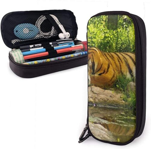 Grande Trousse À Crayons Pour Garçons Et Filles - Motif Tigre De La Forêt - Pour Étudiant, Université, Fournitures Scolaires Et De Bureau