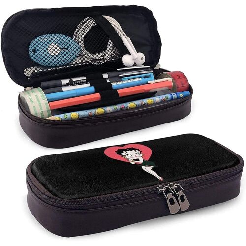 Betty-Bo-Op Trousse À Crayons En Cuir Étanche Avec Fermeture Éclair Pour Garçons Filles Adolescents Adultes École Travail