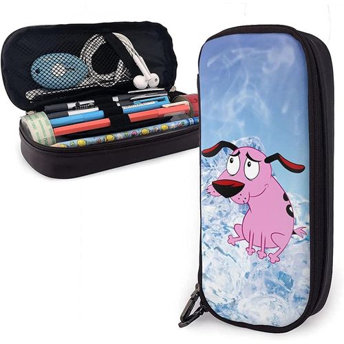 Courage The Cowardly Trousse À Crayons En Cuir Avec Motif De Chien - Trousse À Crayons - Trousse Multifonction Pour Garçons Et Filles