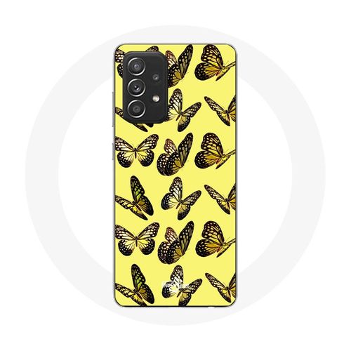 Coque Pour Samsung Galaxy A52 Papillons Fond Jaune