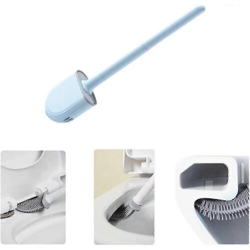 Brosse de toilette et support, tête de brosse de toilette en silicone flexible, pratique et flexible à utiliser, facile à installer et à ranger, brosse de toilette en silicone