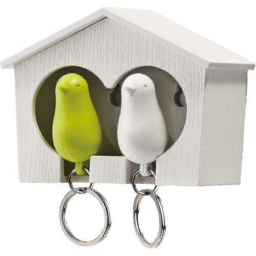 Sparrows Design Key Tray And Drum Key Ring Rack - White/