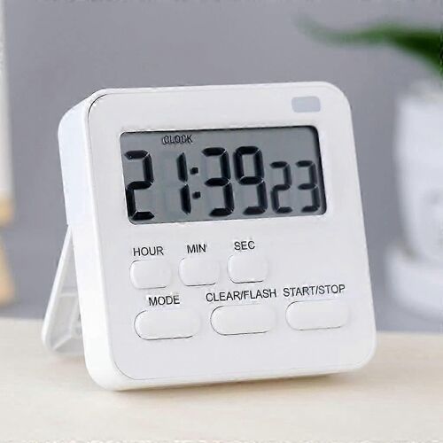 Minuterie De Cuisson De Cuisine, Réveil Mini Réveil Créatif Compte À Rebours À Tableau Magnétique Pour Gadget De Cuisine (Blanc)