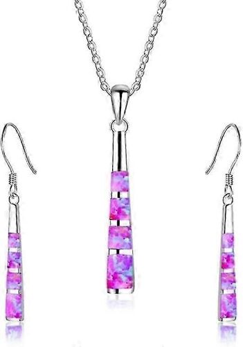 Mesdames Opale Bijoux Ensemble Pour Femmes - Collier Pendentif Boucles D'oreilles - Filles Émail Et Argent Plaqué Breloques Assorties